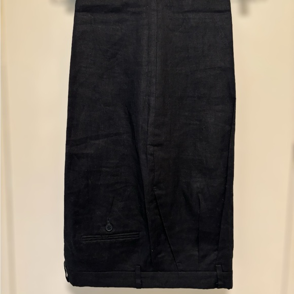 Trousers Only New York Women's Size 12 Black Tapered Leg Linen Pants - Picture 4 of 8